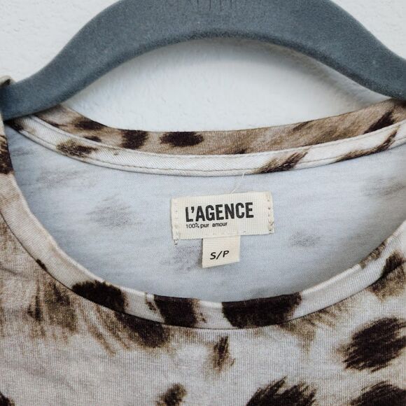 L’AGENCE Leopard Animal Print Fitted Tee | Size S - Picture 3 of 7